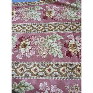 Vintage 1/2 yard x44" Pink Floral Striped Cotton Fabric by Blackbird Design for